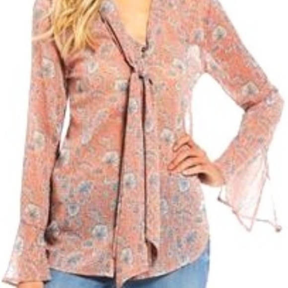 William Rast Boho Floral Top Sz L - Picture 3 of 16